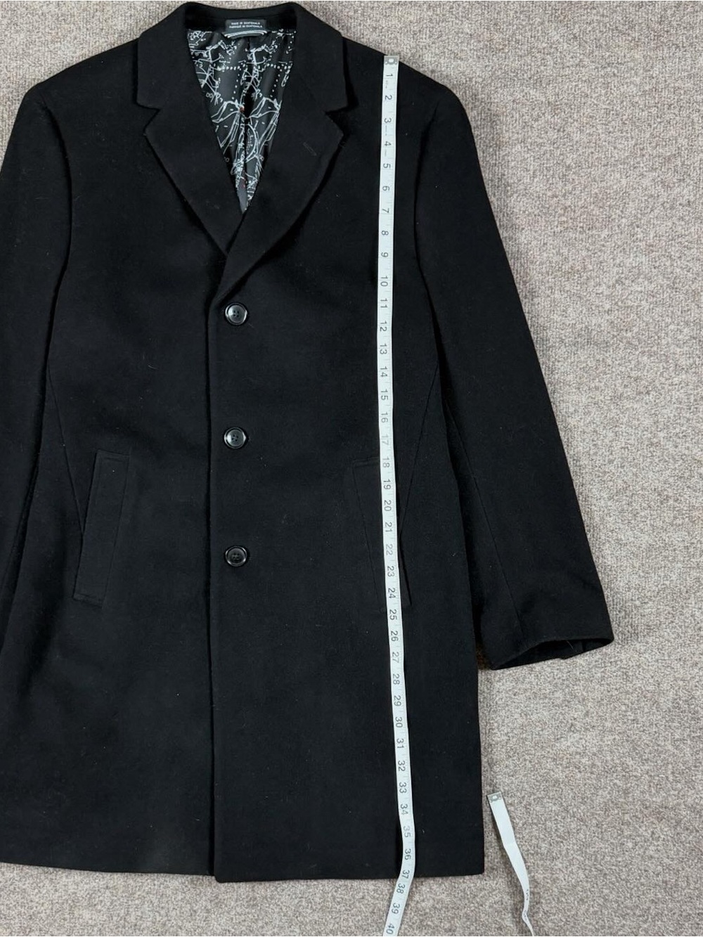 Nautica Black Mid Length Wool Cashmere Single Breasted Coat Men’s 40 M Overcoat - Picture 7 of 9